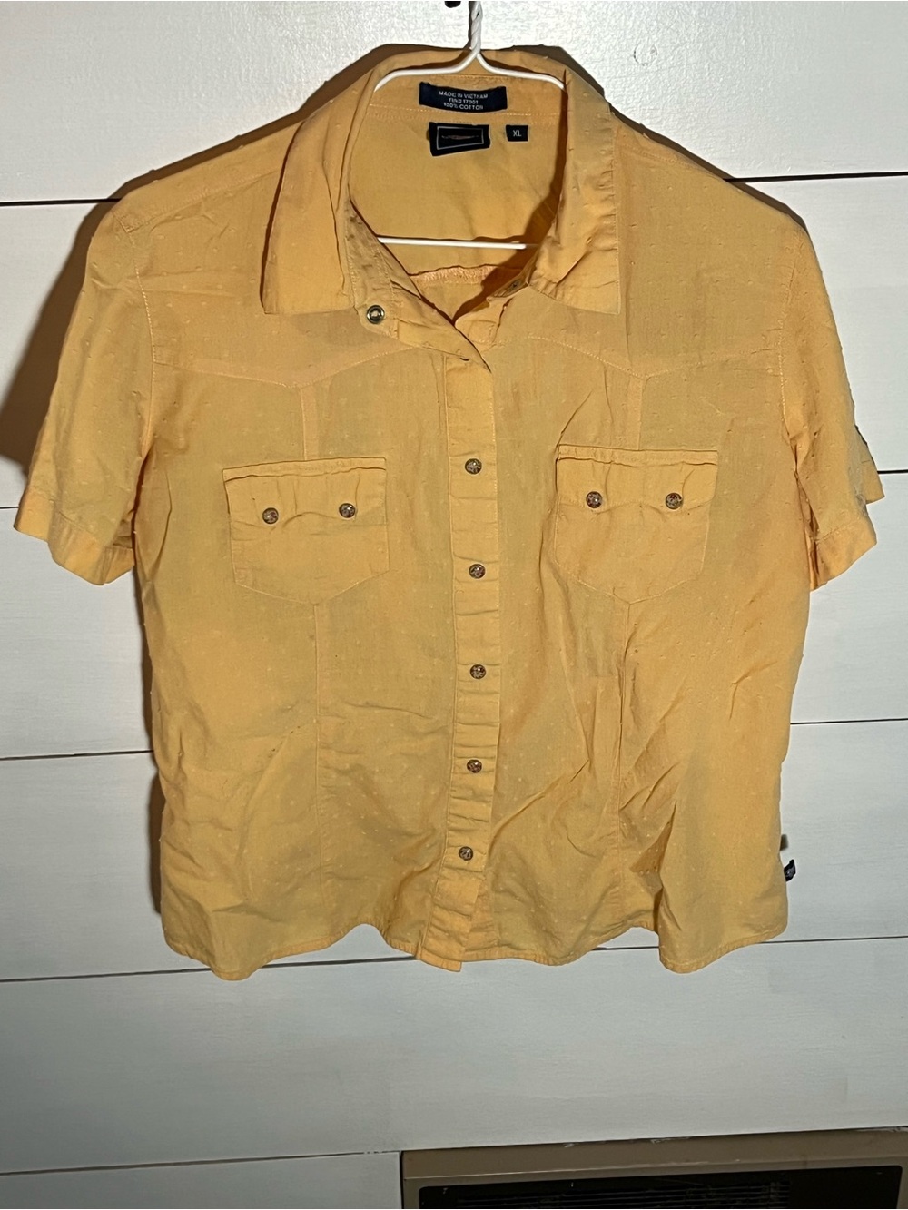 Cruel Girl Short-Sleeve Button-Down Shirt - Peach